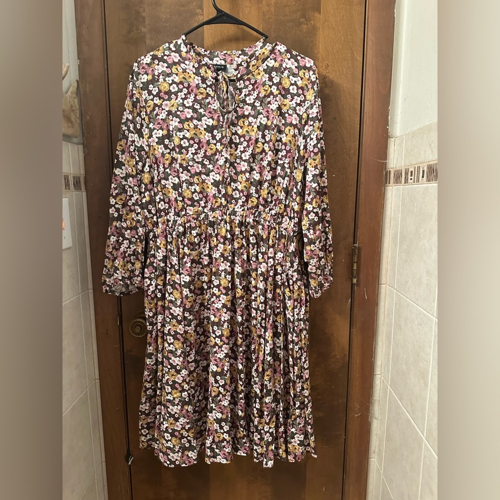Torrid Purple Floral Tie-Front Dress Size 00 (Medium 10)